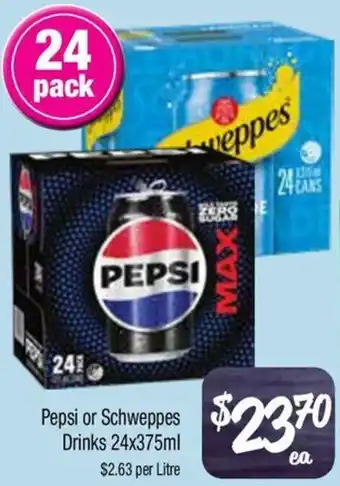 Farmer Jack's Pepsi or Schweppes Drinks offer