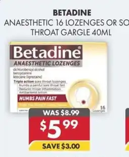 Pharmacy4Less Betadine anaesthetic lozenges or sore throat Gargle offer