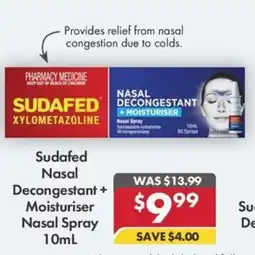 Pharmacy4Less Sudafed Nasal Decongestant + Moisturiser Nasal Spray offer