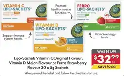 Pharmacy4Less Lipo-Sachets Vitamin C Original Flavour, Vitamin D Melon Flavour or Ferro Strawberry Flavour offer
