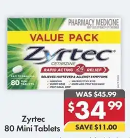 Pharmacy4Less Zyrtec 80 Mini Tablets offer
