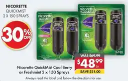 Pharmacy4Less Nicorette QuickMist Cool Berry or Freshmint offer