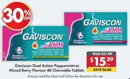 Pharmacy4Less Gaviscon Dual Action Peppermint or Mixed Berry Flavour 48 Chewable Tablets offer