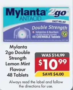 Pharmacy4Less Mylanta 2go Double Strength Lemon Mint Flavour offer