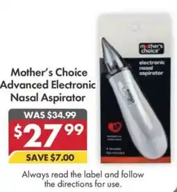 Pharmacy4Less Mother's Choice Advanced Electronic Nasal Aspirator offer