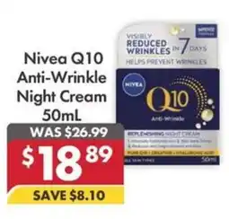 Pharmacy4Less Nivea Q10 Anti-Wrinkle Night Cream offer