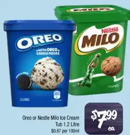 Farmer Jack's Oreo or Nestle Milo Ice Cream Tub offer