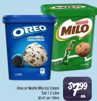 Farmer Jack's Oreo or Nestle Milo Ice Cream Tub offer