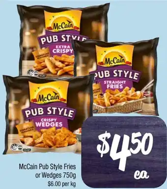Farmer Jack's McCain Pub Style Fries or Wedges offer