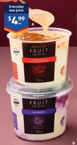 ALDI Premiére Fruit Swirled Yogurt offer