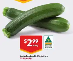 ALDI Australian Zucchini Pack offer