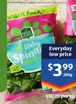 ALDI Aussie grown Baby Spinach offer