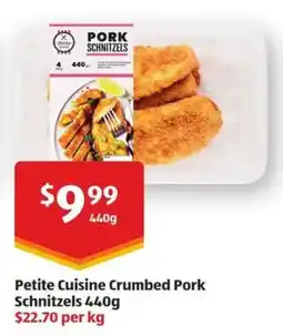 ALDI Petite Cuisine Crumbed Pork Schnitzels offer