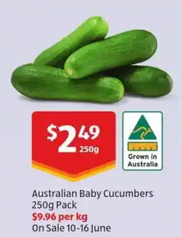 ALDI Australian Baby Cucumbers Pack offer