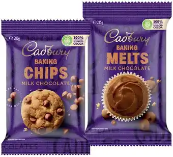 IGA Cadbury Baking Chocolate Chips 200g or Melts 225g Selected Varieties offer