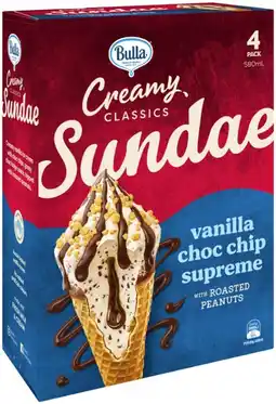 IGA Bulla Creamy Classics Sundae Ice Cream Cone Selected Varieties offer
