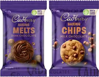 IGA Cadbury Baking Chocolate Chips 200g, Melts 225g or Block 180g Selected Varieties offer