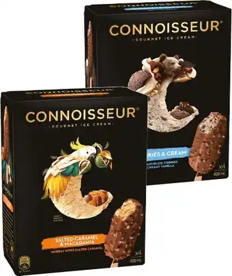 IGA Connoisseur Gourmet Ice Cream 4 Pack or Mini 6 Pack Selected Varieties offer