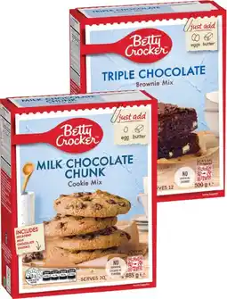 IGA Betty Crocker Cookie or Brownies Baking Mix 280-500g^ Selected Varieties offer
