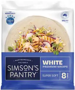 IGA Simson’s Pantry White or Mixed Wholegrain Wraps 8 Pack offer