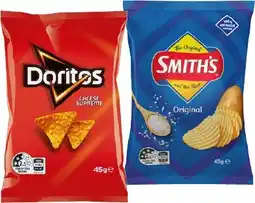 IGA Doritos Corn Chips, Smith’s Crinkle Cut Chips Selected Varieties offer