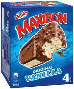 IGA Peters Maxibon, Oreo Cookie or Nestlé Kit Kat Ice Cream 4 Pack Selected Varieties offer