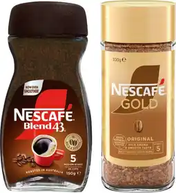 IGA Nescafé Blend 43 Instant Coffee 140‑150g or Gold Instant Coffee 90‑100g Selected Varieties offer