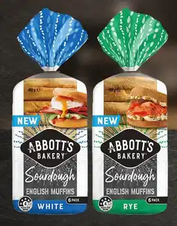 IGA Abbott’s Bakery Sourdough Muffins Selected Varieties offer
