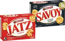 IGA Arnott’s Jatz or Savoy 170‑250g Selected Varieties offer