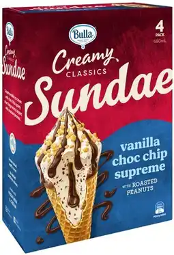 IGA Bulla Creamy Classics Sundae Ice Cream Cone Selected Varieties offer