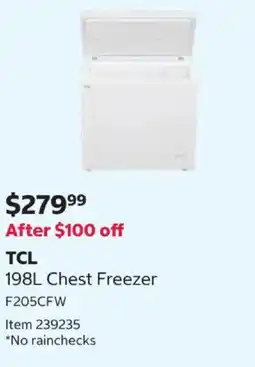 Costco 198L Chest Freezer offer