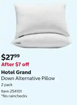 Costco Hotel Grand Down Alternative Pillow offer