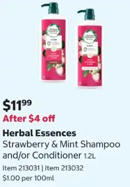 Costco Strawberry & Mint Shampoo and/or Conditioner offer