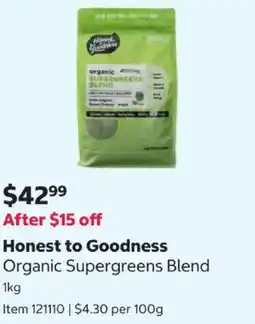 Costco Honest to Goodness Organic Supergreens Blend offer