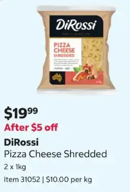Costco DiRossi Pizza Cheese Shredded offer