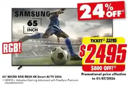 The Good Guys 65* MICRO RGB R85H 4K Smart Al TV 2026 offer