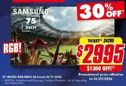 The Good Guys 75" MICRO RGB R85H 4K Smart Al TV 2026 offer