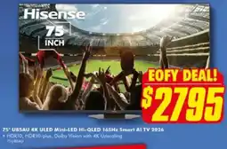 The Good Guys 75* U85AU 4K ULED Mini-LED Hi-QLED 165Hz Smart Al TV 2026 offer