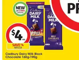 Coles Cadbury Dairy Milk Chocolate Block offer