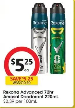 Coles Rexona Men Deodorant 72hr Advanced Aerosol Workout offer
