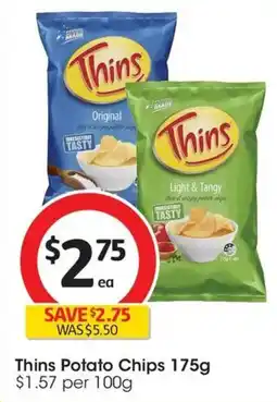 Coles Thins Original Potato Chips offer
