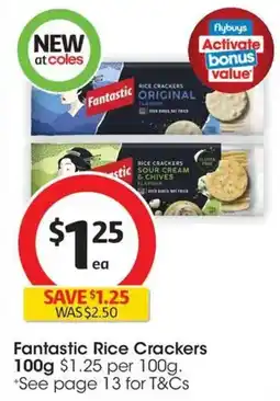 Coles Fantastic Rice Cracker Sour Cream & Chives Flavour offer