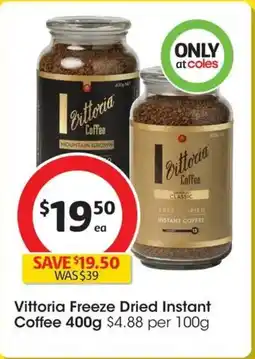 Coles Vittoria Freeze Dried Classic Instant Coffee offer