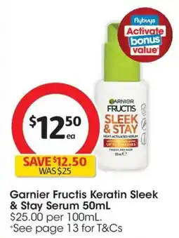 Coles Garnier Fructis Keratin Sleek Serum offer