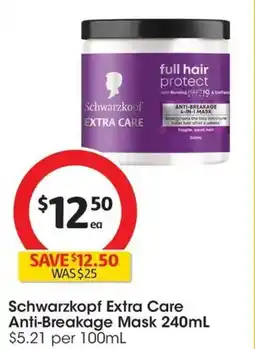Coles Schwarzkopf Extra Care Full Hair Protect Anti-breakage Mask offer