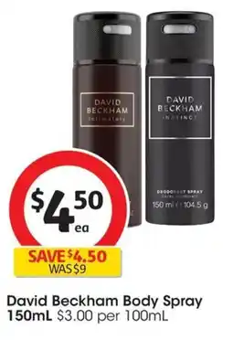 Coles David Beckham Intimately Deodorant Body Spray offer