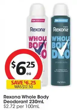 Coles Rexona Womens Whole Body Deodorant Aerosol Wild Rose offer