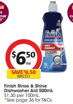 Coles Finish Rinse & Shine Dishwasher Aid Regular offer
