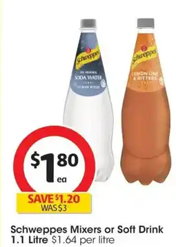Coles Schweppes Soda Water Bottle Classic Mixers offer