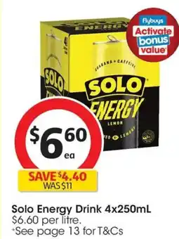 Coles Solo Energy Drink Lemon Cans Multipack offer